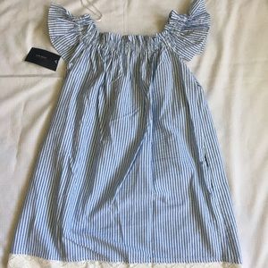 Zara Basic Off Shoulder Seersucker Dress Sz L